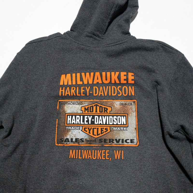 Harley-Davidson Motorcycle Full Zip Hoodie Sweatshirt Gray Milwaukee Men's XL