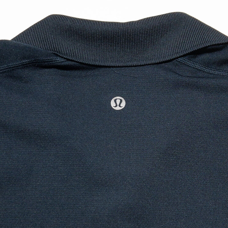 Lululemon Polo Large Men's Shirt Solid Navy Blue Athleisure Wicking Metal Vent
