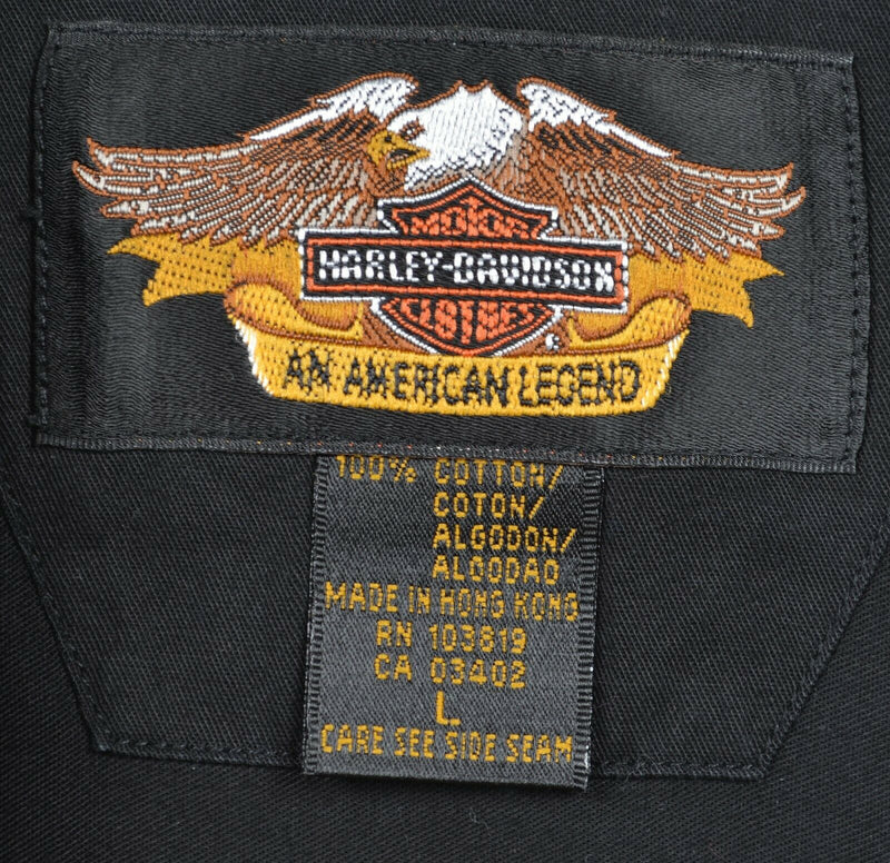 Harley-Davidson Men's Large Black Buell Patch Work Garage Mechanic Biker Shirt