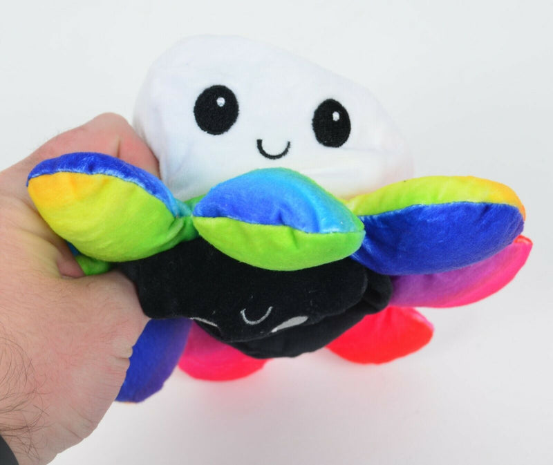 Reversible Mood Octopus Black White Rainbow Legs Flip Plush Stuffed Toy Soft