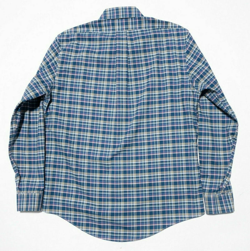 Brooks Brothers Shirt Large Regent Men's Long Sleeve Button-Down Blue Plaid Logo