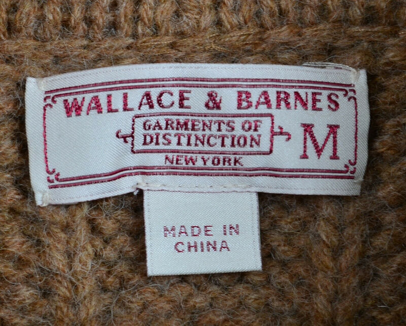 Wallace & Barnes Men's Medium Cable-Knit Wool J. Crew Brown Cardigan Sweater