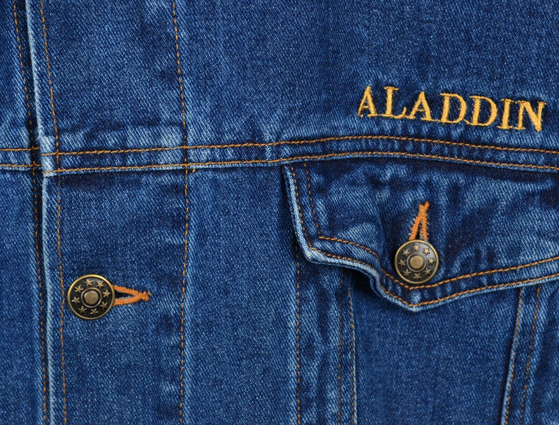 Vintage 90s Aladdin Las Vegas Men's XL Denim Embroidered Blue Trucker Jacket