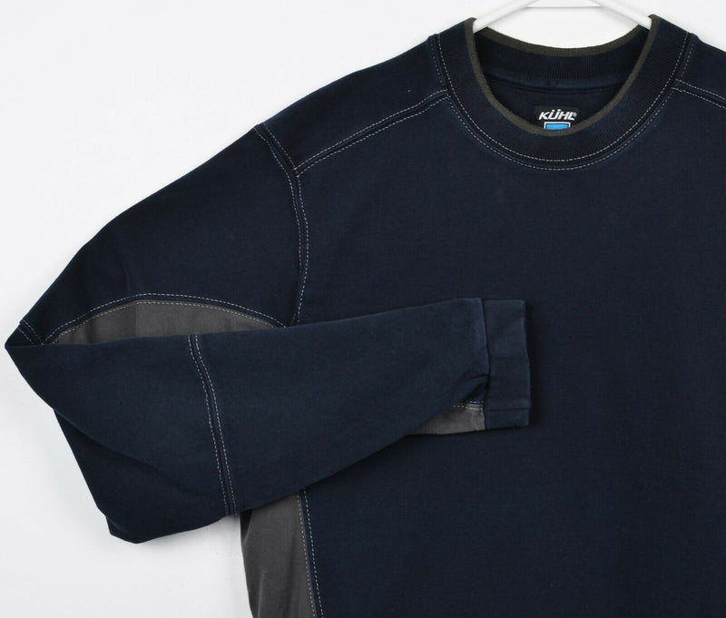 Kuhl Men's Medium Navy Blue Gray Hiking Outdoor Long Sleeve Crewneck Sweatshirt