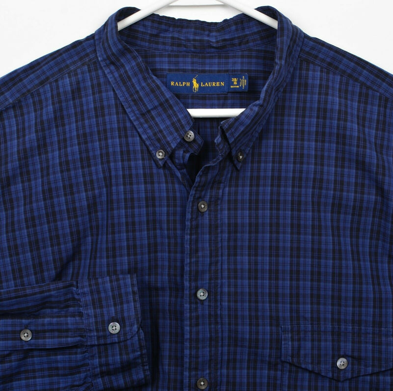 Polo Ralph Lauren Men's 3XB (3XL Big) Navy Blue Plaid Button-Down Shirt