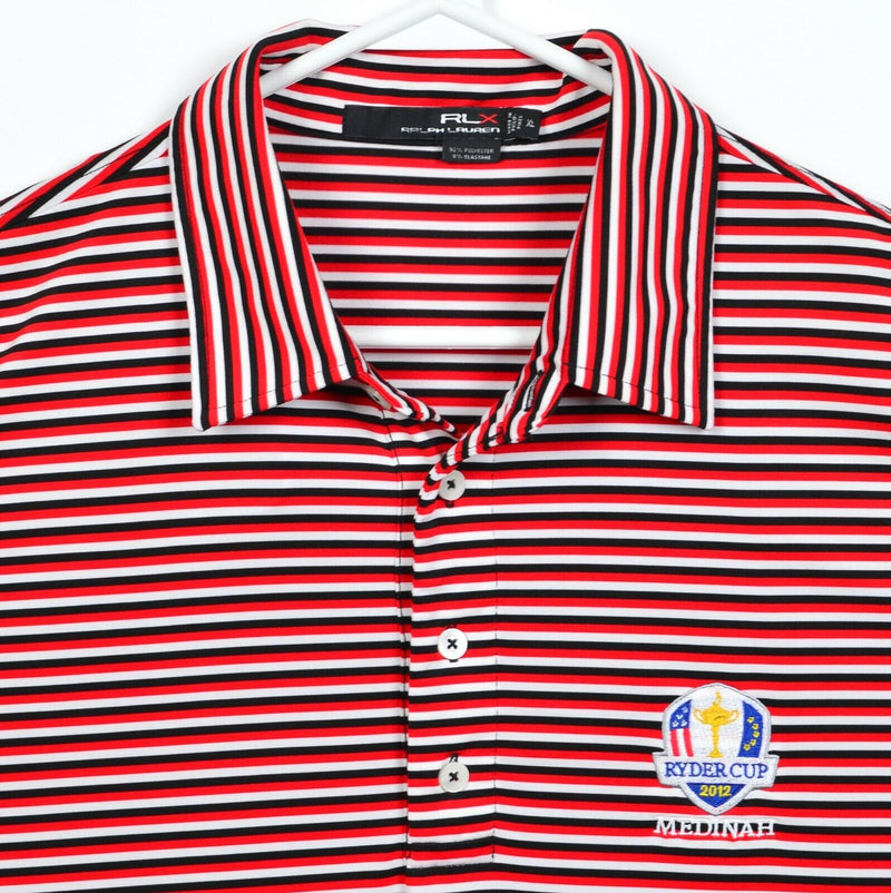 RLX Ralph Lauren Men's XL Ryder Cup USA Red Striped Wicking Golf Polo Shirt