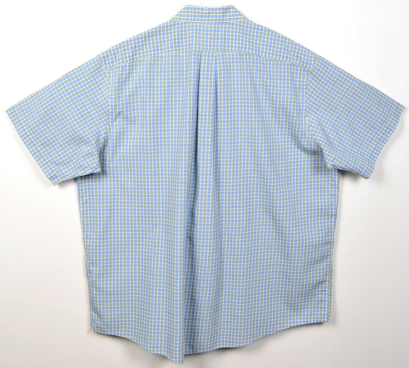 L.L Bean Men's XL Regular Wrinkle Resistant Blue Green Plaid Button-Down Shirt