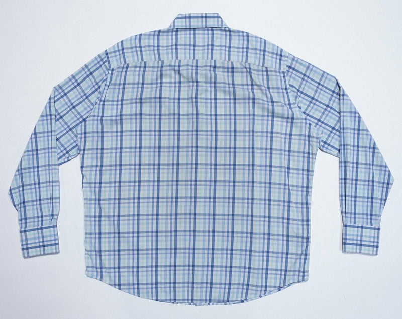 Peter Millar Summer Comfort Button-Down Men's Fits 2XL Shirt Check Nylon Wicking