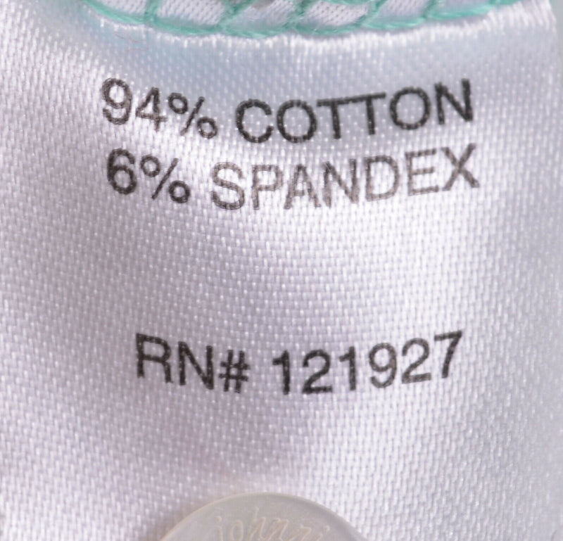 Johnnie-O Men's Medium Green White Striped Cotton Spandex Logo Preppy Polo Shirt