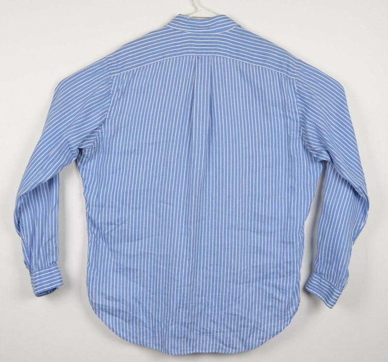 Polo Ralph Lauren Men's Large Classic 100% Linen Blue Striped Button-Down Shirt