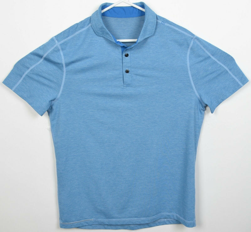 Lululemon Men's Large? Heather Blue Spread Collar Athleisure Wicking Polo Shirt