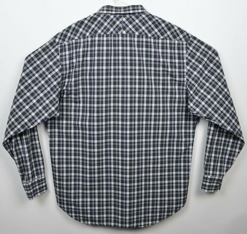 Billy Reid Men's 2XL (Standard Cut) Green Blue Plaid Spread Button-Front Shirt