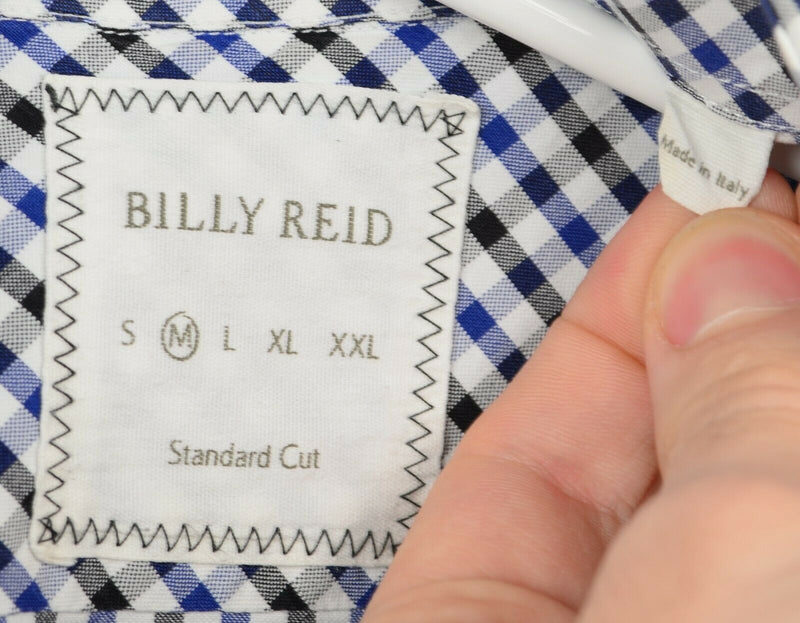 Billy Reid Men's Medium Standard Cut Blue Black Plaid Check Made in Italy Shirt