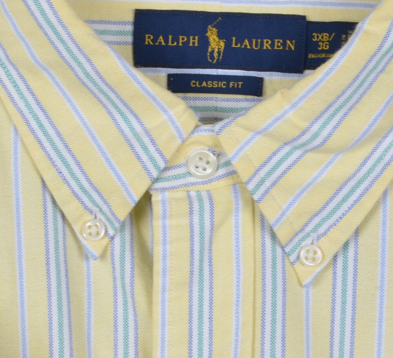 Polo Ralph Lauren Men's 3XB Big Classic Fit Yellow Striped Button-Down Shirt