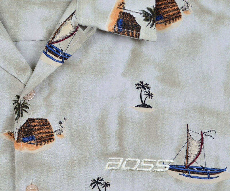 Vtg 90s Boss by IG Design Men's Sz XL 100% Polyester Y2K Hawaiian Camp Shirt