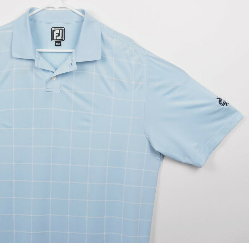 FootJoy Men's Large Athletic Fit Light Blue Plaid FJ Performance Golf Polo Shirt