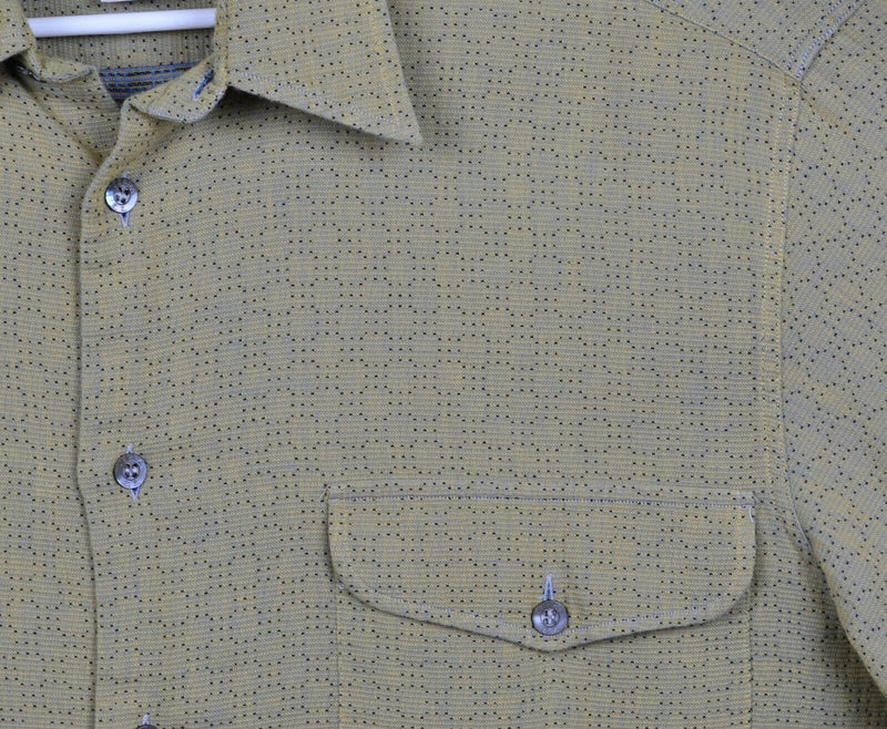 Ermenegildo Zegna Men's Large Yellow/Blue Geometric Made in Italy Shirt