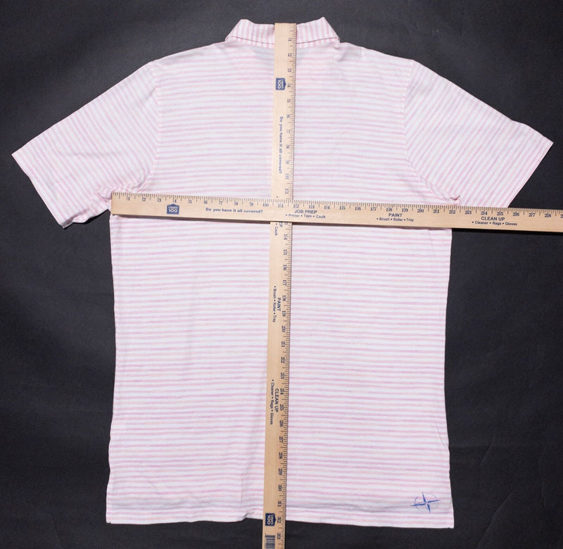 B. Draddy Polo Medium Men's Shirt Pink White Striped Golf Preppy