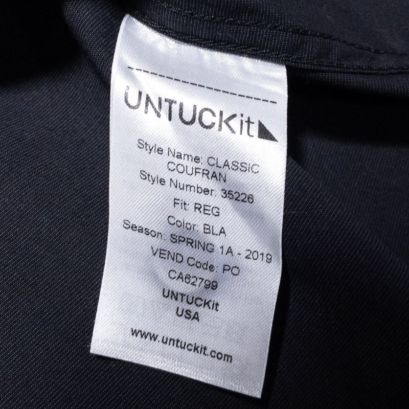 UNTUCKit Shirt Men's XL Classic Fit Solid Black Short Sleeve Button-Up Coufran