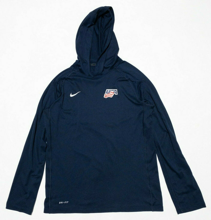 Nike Team USA Hockey Hoodie Navy Blue Pullover Wicking Dri-Fit Men's Medium