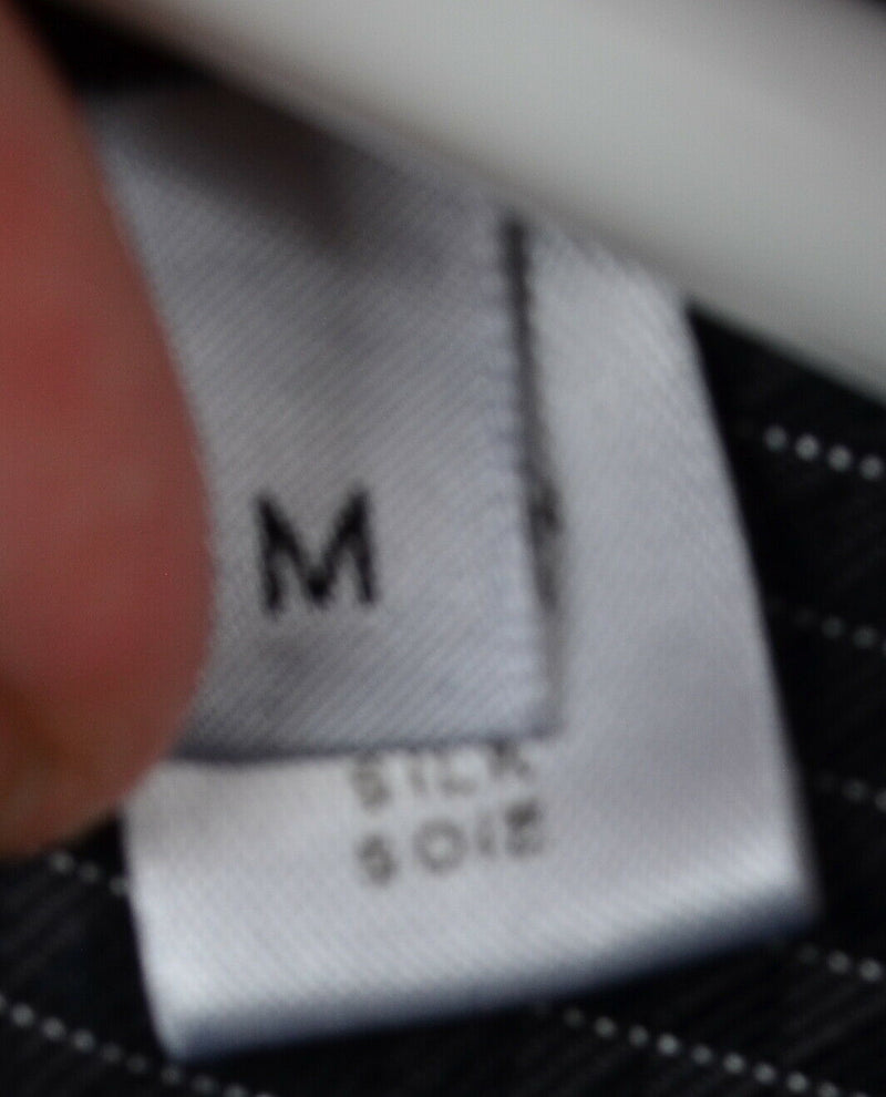 Armani Collezioni Men's Medium Cotton Silk Blend Black Gray Button-Front Shirt