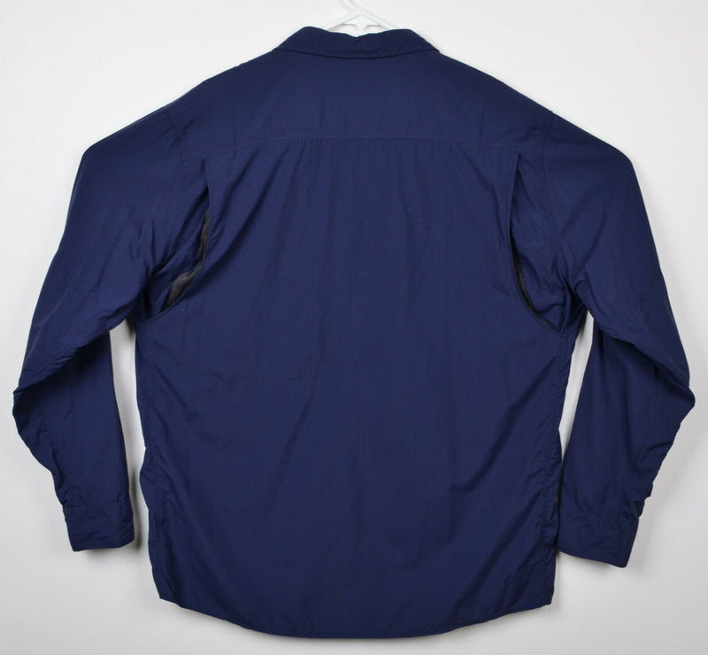 The North Face Men's XL Vented Navy Blue Nylon Long Sleeve Hiking Fishing Shirt