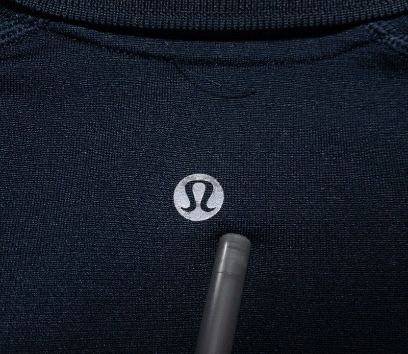 Lululemon Polo Large Men's Shirt Solid Navy Blue Athleisure Wicking Metal Vent