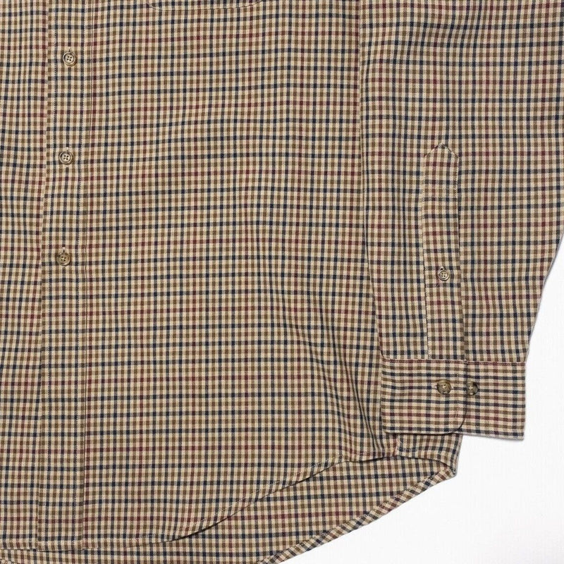 Brooks Brothers Brooksflannel Large Men's Wool Blend Shirt Check Long Sleeve