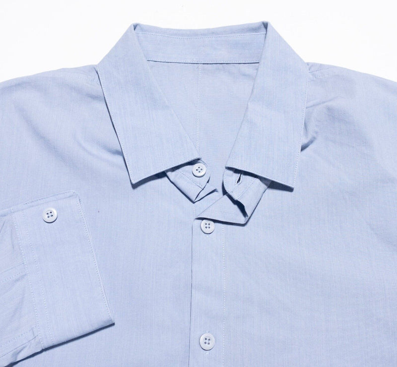 Lululemon Shirt Men's Fits S/M Long Sleeve Oxford Light Blue Athleisure Stretch