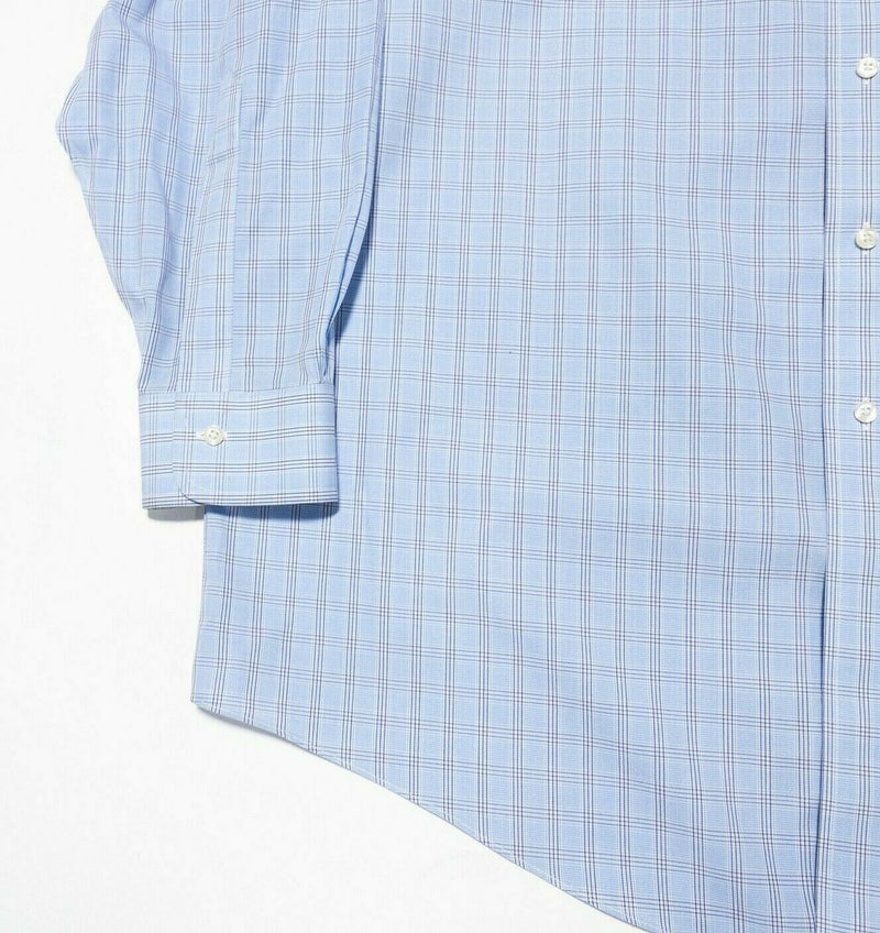 Brooks Brothers Men's 17-33 Non-Iron Madison Dress Shirt Button-Down Blue Plaid