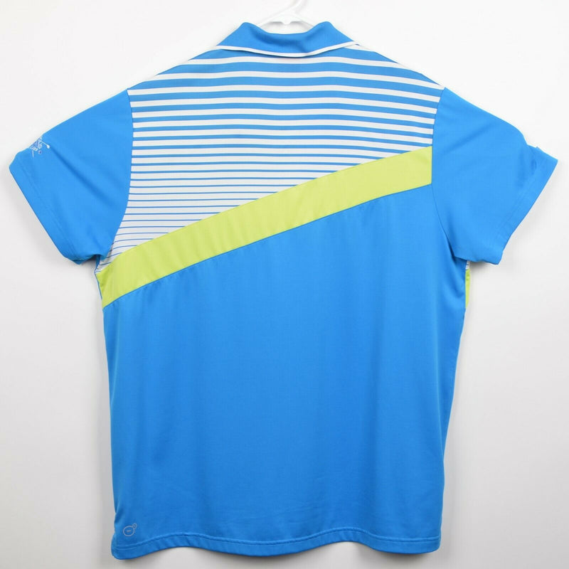 Puma Dry Cell Men's Sz XL Blue Green Colorblock Performance Golf Polo Shirt