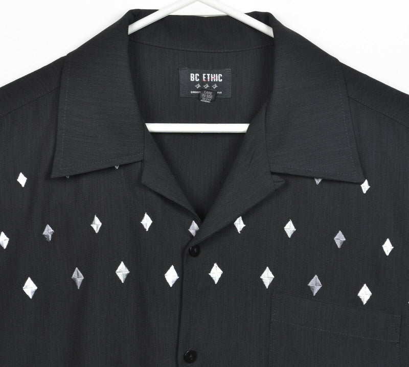 BC Ethic Men's XL Diamond Embroidered Bowling Retro Rockabilly Camp Shirt
