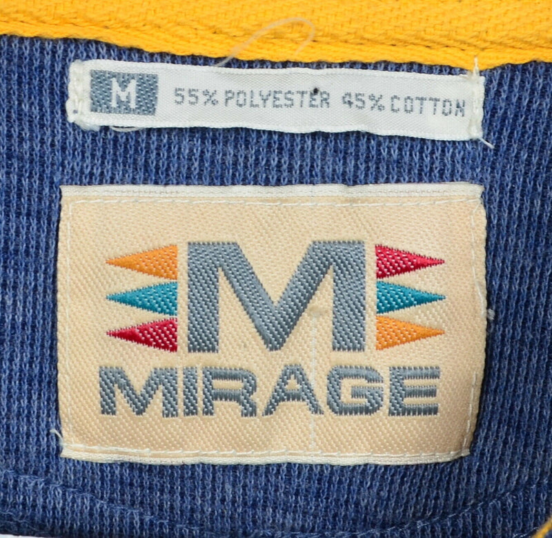 Michigan Wolverines Men's Medium Blue Golf Striped Mirage 90s Polo Rugby Shirt