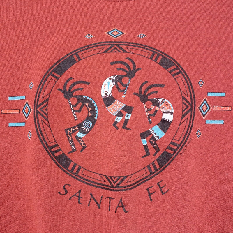 Vintage Santa Fe Sweatshirt Men's Large Tourist Red Washed 90s Southwest Graphic