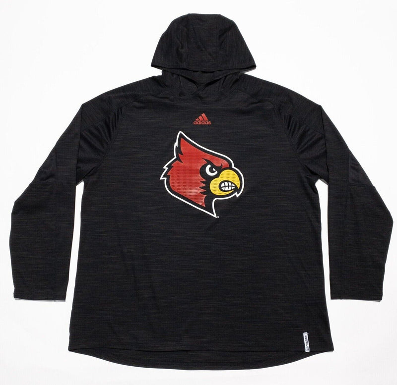 Louisville Cardinals Hoodie Men's 2XL Adidas Gray Pullover Team Issue Wicking