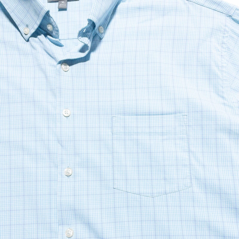 Peter Millar Summer Comfort Button-Down Shirt Men's XL Blue Check Nylon Wicking