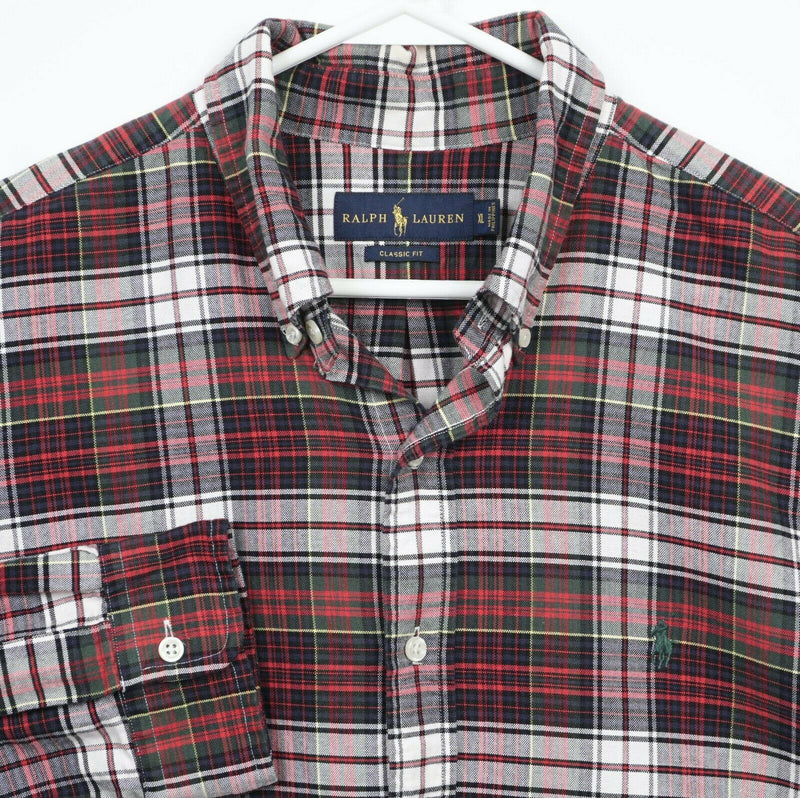 Polo Ralph Lauren Men's XL Classic Fit Red Green Tartan Plaid Button-Down Shirt