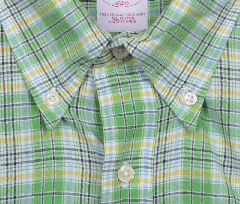 Brooks Brothers Men's XL Green Plaid Short Sleeve Button-Down Shirt