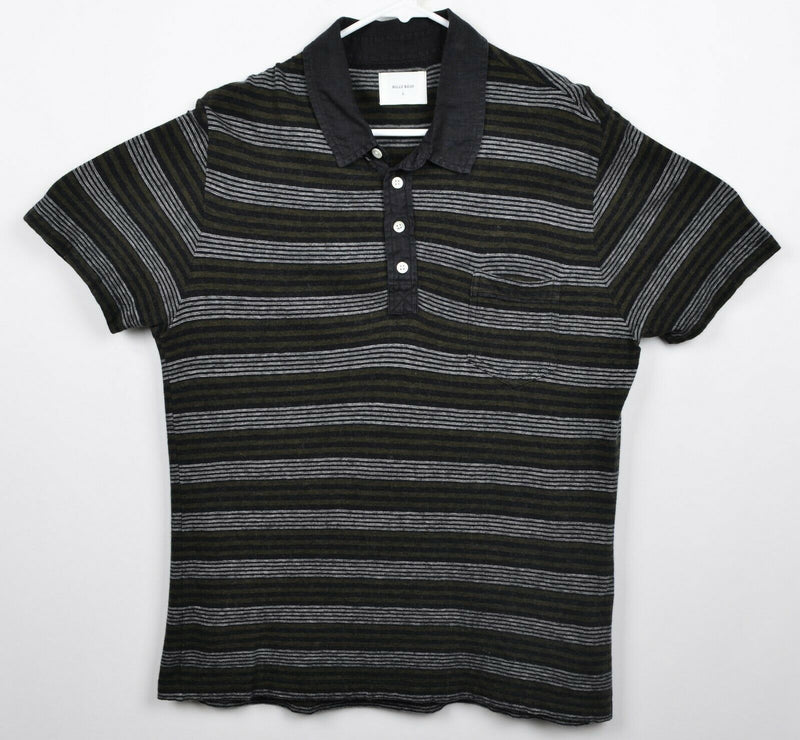 Billy Reid Men's Sz Large Cotton Cashmere Blend Striped Polo Shirt