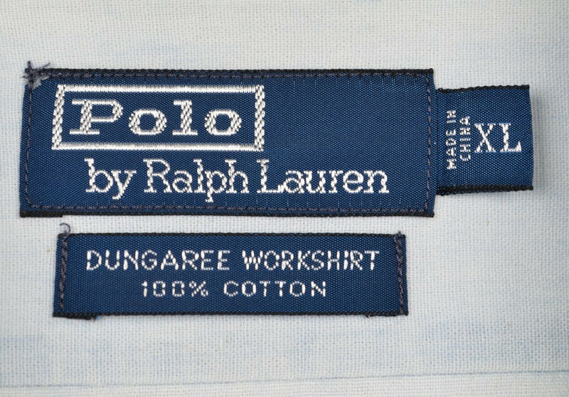 Polo Ralph Lauren Men's XL Dungaree Workshirt Tie-Dye Blue Short Sleeve Shirt