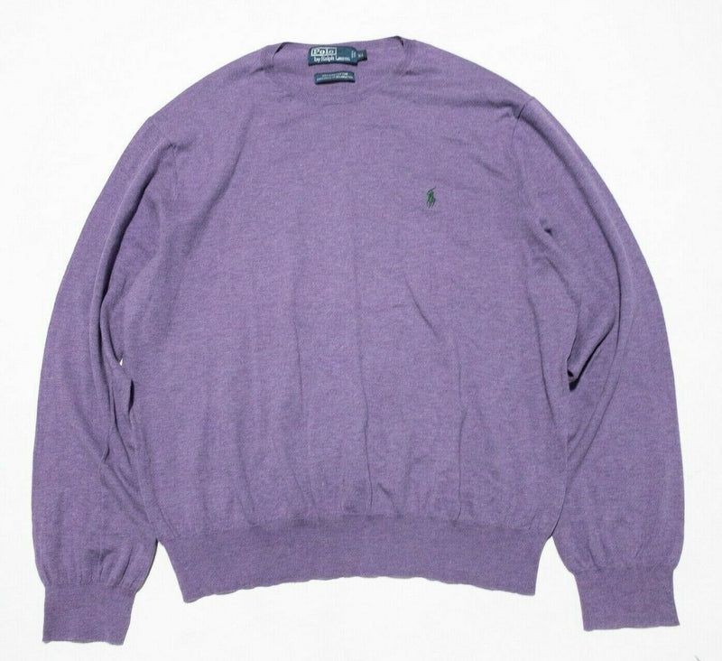 Polo Ralph Lauren Crewneck Sweater Purple Lightweight Pima Cotton Men's XL