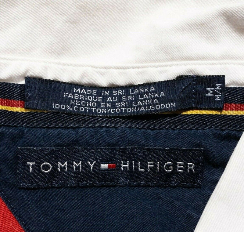 Tommy Hilfiger Rugby Shirt Colorblock Striped Vintage 90s Lion Logo Men's Medium