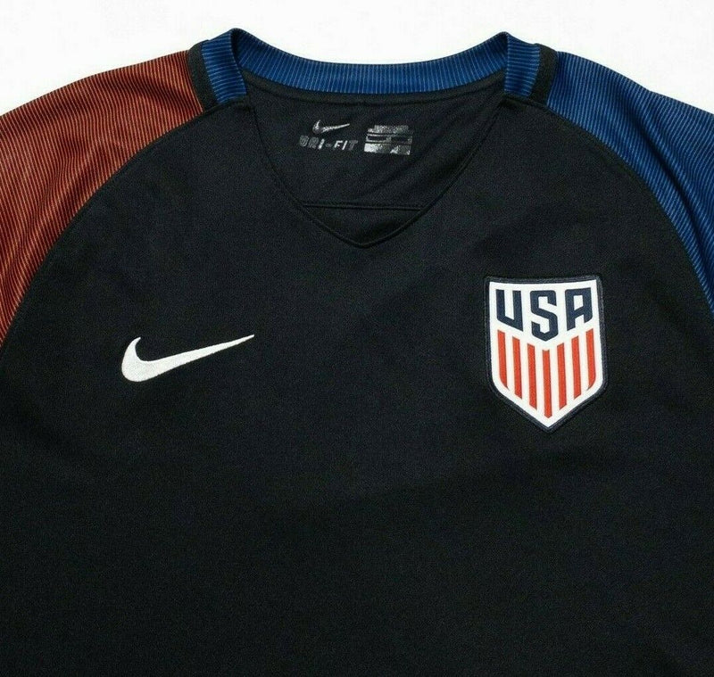 Nike USA Soccer Jersey Men Large Black Red Blue 2016 Away Dri-Fit National Team