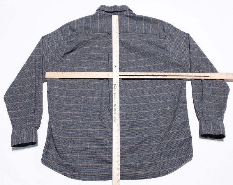 Orvis Flannel Shirt Men's XL Cotton Merino Blend Performance Houndstooth Gray