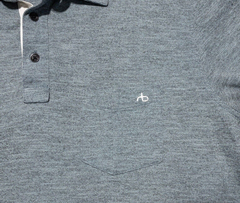 rag & bone Polo Shirt XL Men's Embroidered Logo Pocket Green/Gray Short Sleeve