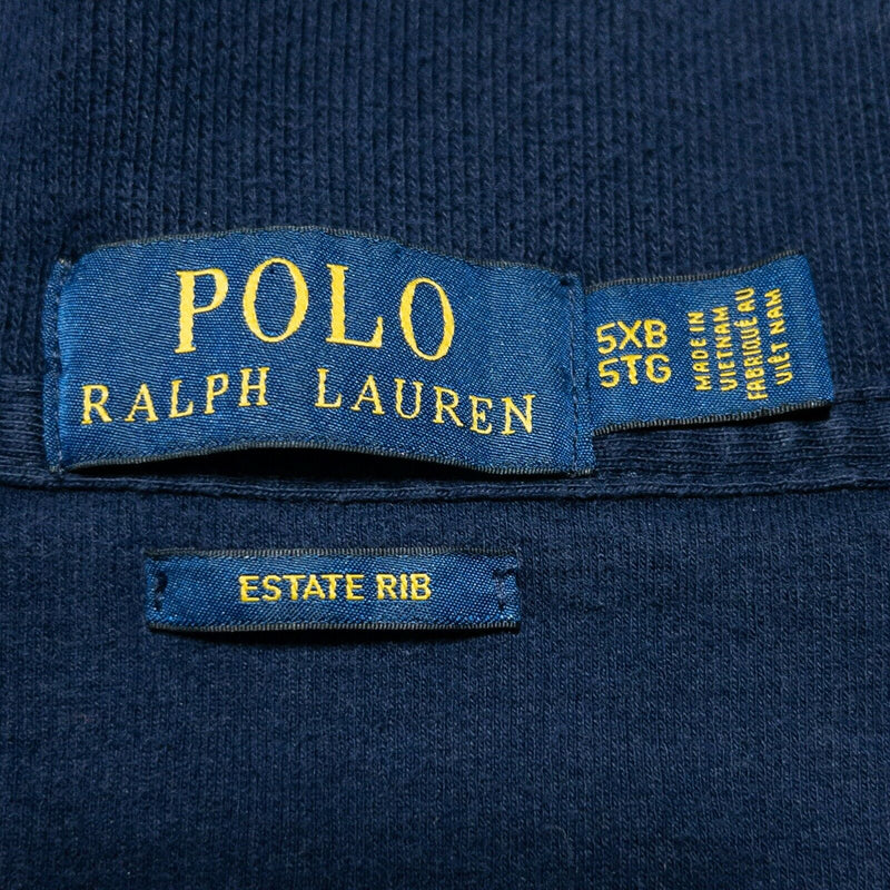 Polo Ralph Lauren Estate Rib 1/4 Zip Sweatshirt Navy Blue Men's 5XB (5XL Big)