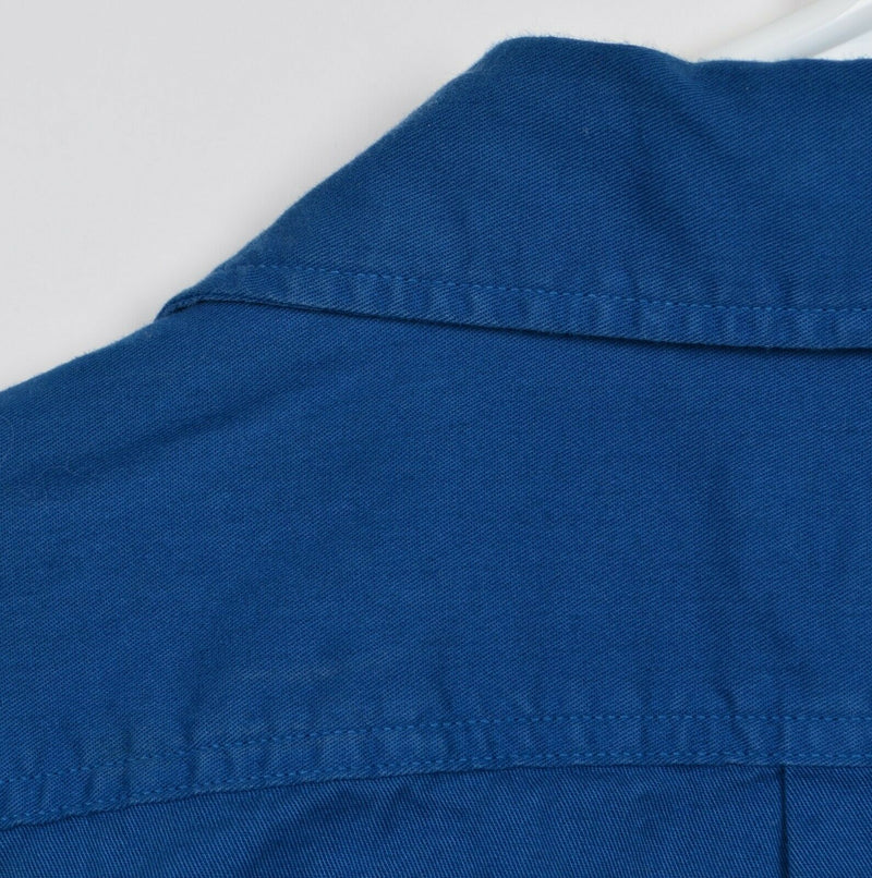 Wallace & Barnes Men's Medium Solid Blue J. Crew Long Sleeve Button-Front Shirt