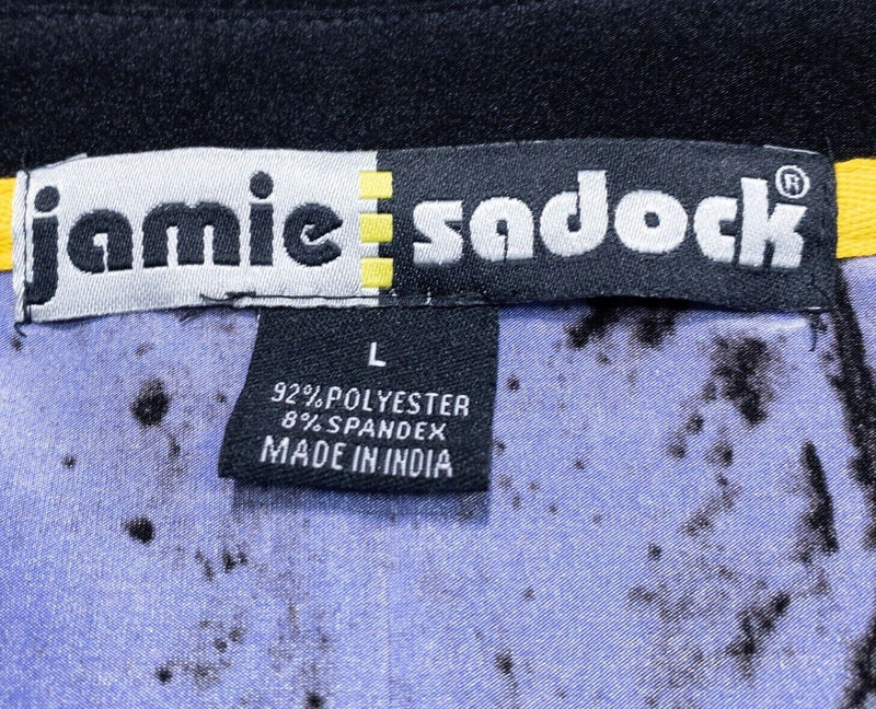 Jamie Sadock Large Women's Golf Polo 1/4 Zip Wicking Blue Splatter Short Sleeve