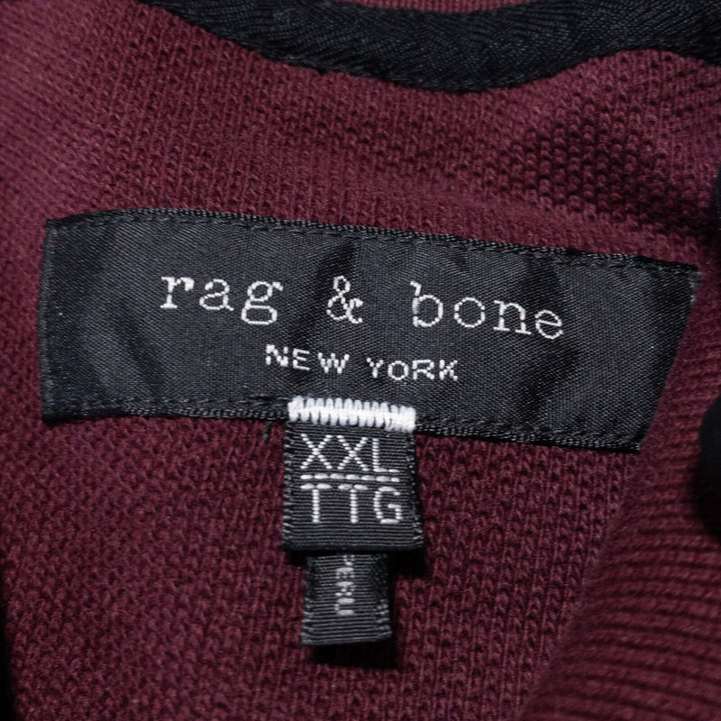 rag & bone Polo Men's 2XL Pique Daggers Short Sleeve Burgundy Red/Purple
