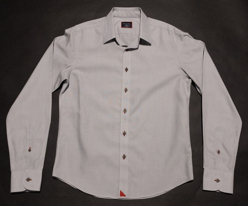 UNTUCKit Shirt Men's Small Slim Fit Wrinkle Free Long Sleeve Solid Gray Casual
